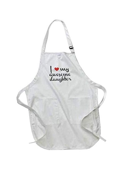 Buy I Love My Awesome Daughter Printed Apron With Pouch Pockets White 22 x 30inch in Egypt