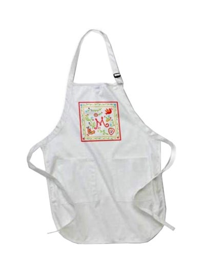 Buy Letter M Monogram Printed Apron With Pouch Pockets White 22 x 30inch in Egypt