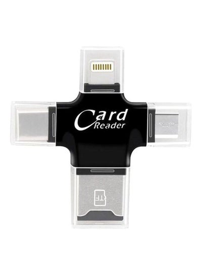 Buy 4 In 1 Lightning Type-C Micro USB Card Reader Black in Saudi Arabia
