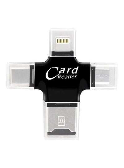 Buy 4 In 1 Lightning Type-C Micro USB Card Reader Black in UAE