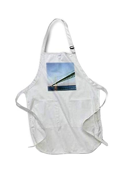 Buy Sailing Under The Mackinac Bridge In Island Printed Apron With Pouch Pockets White 22 x 30inch in Egypt