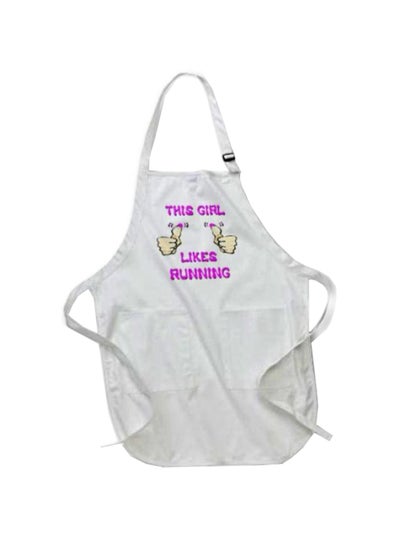 Buy This Girl Likes Running  Printed Printed Apron With Pockets White 22 x 30inch in Egypt