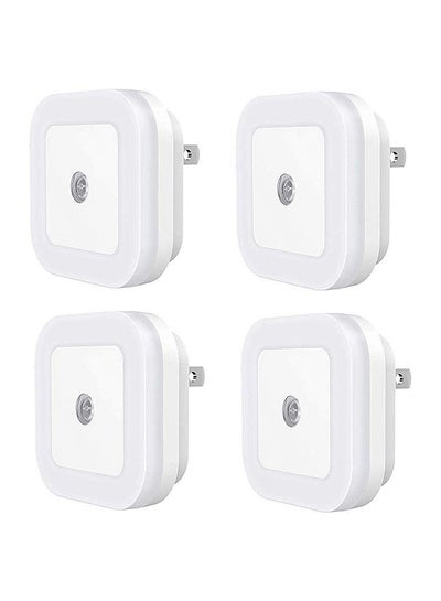 Buy 4-Piece Night Light With Dusk To Am Sensor Plug White 10cm in UAE