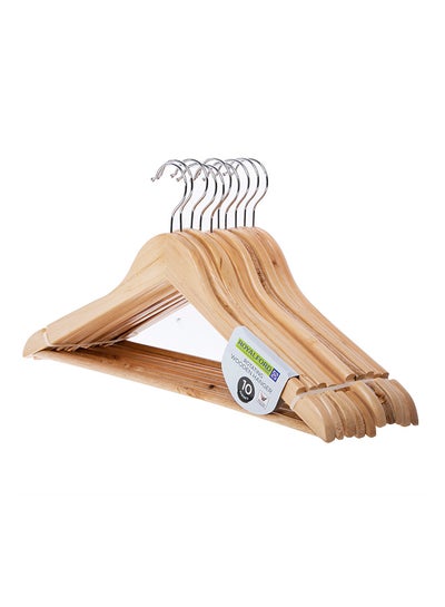 Buy 10-Piece 360 degree Rotating Space Saving Non-Slip Designed Hanger Set Brown/Silver in UAE