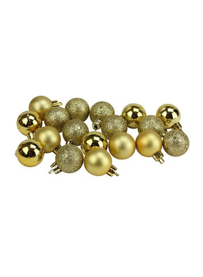 Buy 18-Piece Christmas Balls Shiny Matt Glitter Gold 3centimeter in UAE