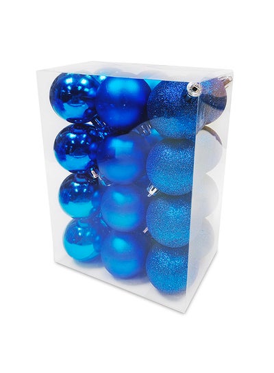 Buy 24-Piece Christmas Balls Shiny Matt Glitter Set Blue 5centimeter in UAE