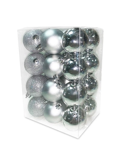 Buy 24-Piece Tree Ball Bauble Hanging Ornament Silver 5centimeter in UAE