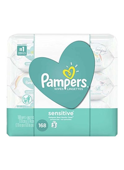 Buy Pack of 3 Sensitive Baby Wipes, 168 Count in UAE