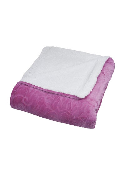 Buy Floral Etched Fleece Sherpa Blanket Polyester Pink 86 x 90inch in UAE