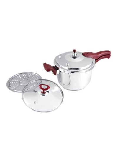 Buy Manual Pressure Cooker Silver/Red 6Liters in UAE