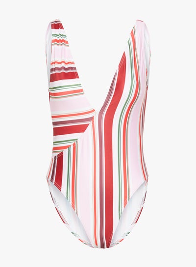 Buy Striped Crossover Swimsuit Multicolour in UAE