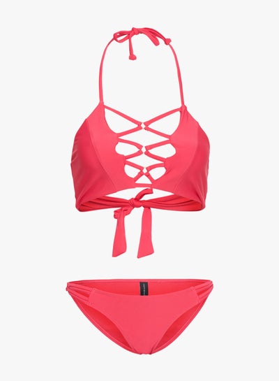 اشتري Lattice Top Detailed Bikini Pink في السعودية