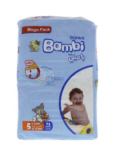 Buy Diaper, Size 5, Extra Large, 13-25 Kg, Mega Pack, 74 Count in UAE