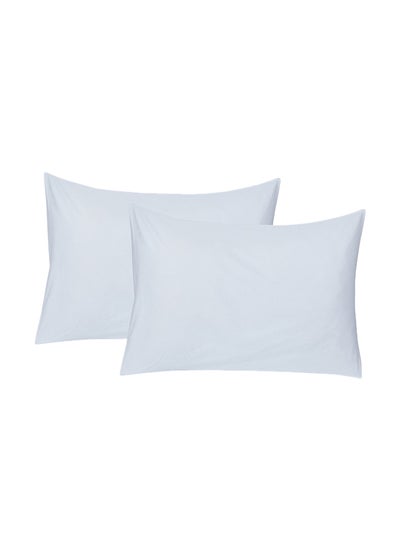 Buy 2-Piece Essential Pillow Cover Set Polyester White 50x75cm in UAE