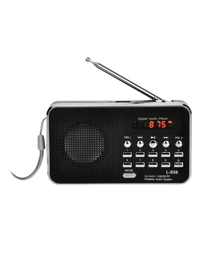 Buy Portable Mini Digital FM Radio Player L-938 Black/Silver in Saudi Arabia