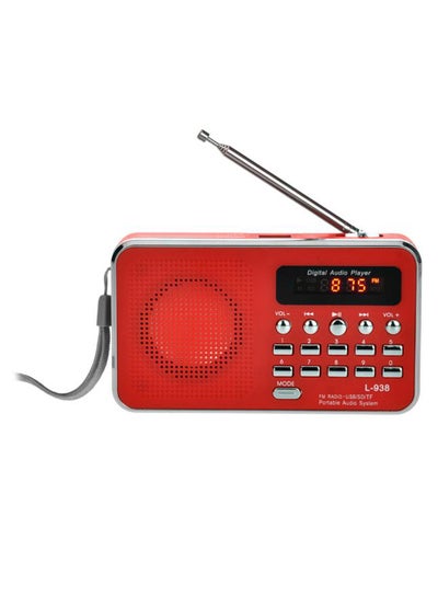 Buy Portable Mini Digital FM Radio Player L-938 Red/Silver in UAE