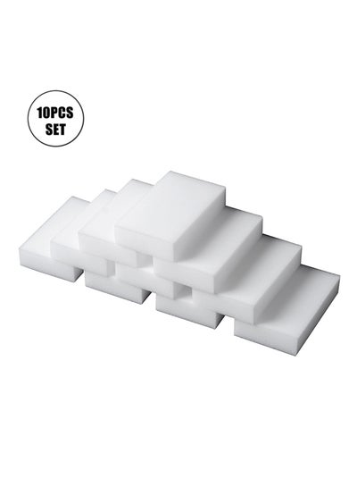 Buy 10-Piece Cleaning Sponges Set White 20x6x10cm in Saudi Arabia