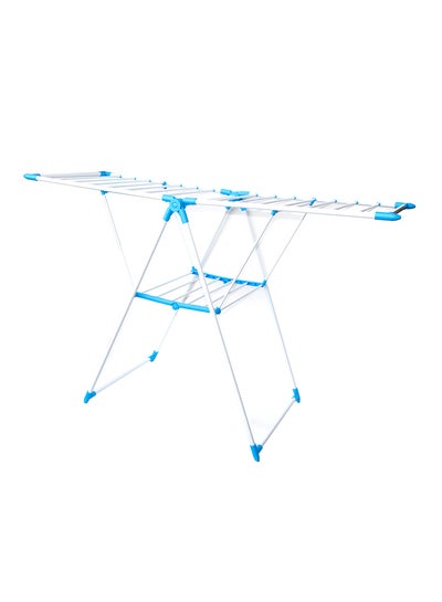 Buy Metal Foldable Cloth Drying Rack White/Blue 108x62x6centimeter in UAE