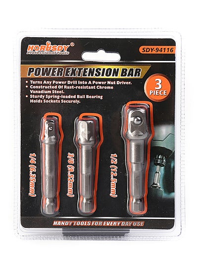 Buy 3-Pieces Power Extension Bar Set Silver 4 x 4centimeter in Saudi Arabia