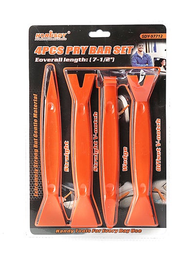 Buy 4-Pieces Pry Bar Set Orange 4 x 7centimeter in Saudi Arabia