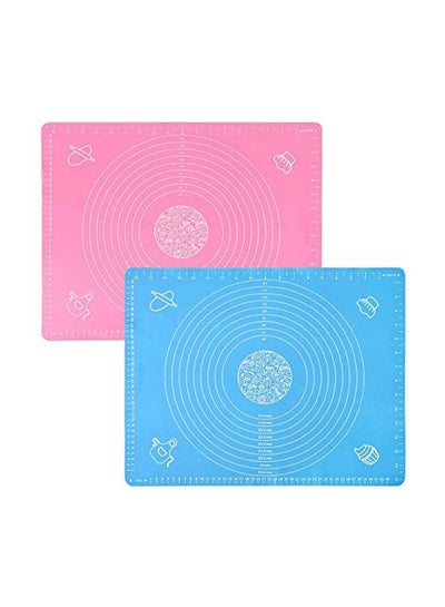 Buy 2-Piece Silicone Baking Mat Blue 50centimeter in Egypt