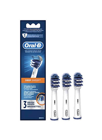 Buy Pack Of 3 Deep Sweep Electric Toothbrush Replacement Brush Head White/Blue in Saudi Arabia