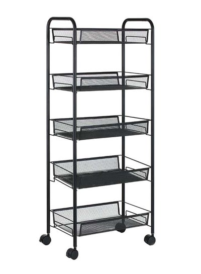 Buy Multi-Purpose Rolling Storage Trolley Cart For Kitchen Black in Saudi Arabia