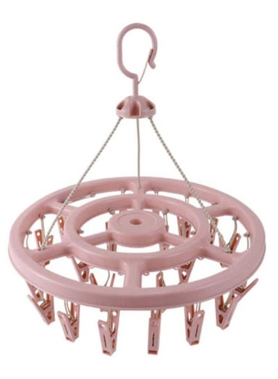 Buy 24 Clips Clothes Drying Rack Light Pink 38.4 x 36.5 x 6centimeter in UAE