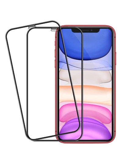 Buy 2-Piece Tempered Glass Screen Protector For Apple iPhone 11 Pro Max/iPhone Xs Max Clear/Black in UAE