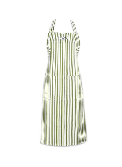 Buy Adjustable Stripe Apron With Pocket White/Green 36 x 26.5inch in Egypt