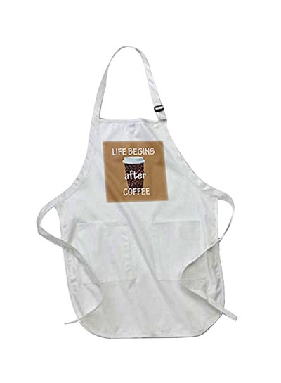 Buy Life Begins After Coffee Printed Full Length Apron White 22 x 30inch in Egypt