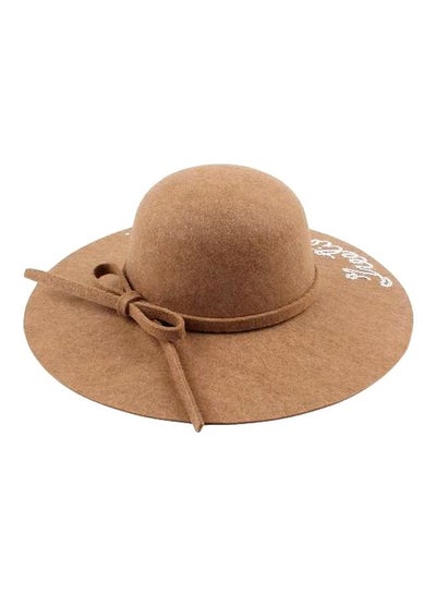Buy Bow Designed Polyester Sun Hat Brown in Saudi Arabia