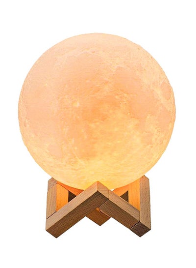 Buy 3D USB LED Moon Lamp With Stand Yellow/Brown 18cm in Saudi Arabia