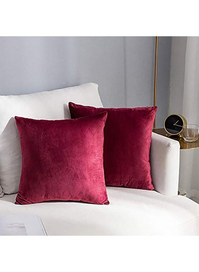 اشتري Velvet Decorative Solid Filled Cushion Maroon Red 25x25centimeter في السعودية