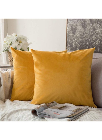 Buy 5-Piece Decorative Solid Filled Cushion Orange Yellow 30x30cm in Saudi Arabia