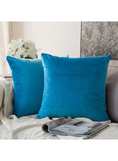 اشتري 2-Piece Decorative Solid Filled Cushion Bondi Blue 65x65centimeter في السعودية