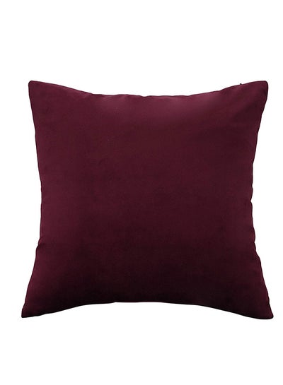 Buy 4-Piece Velvet Decorative Solid Filled Cushion Set Maroon Red 45x45cm in Saudi Arabia