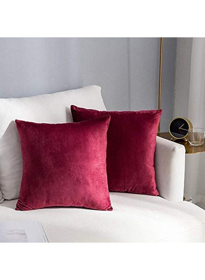 Buy Decorative Solid Filled Cushion Maroon Red 25x25cm in Saudi Arabia