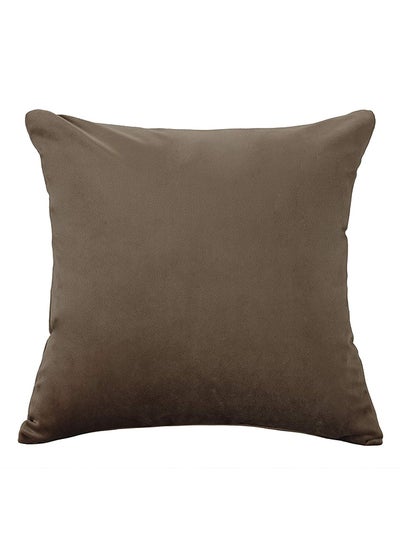 Buy Solid Pattern Decorative Pillow velvet Brown 40 x 40cm in Saudi Arabia