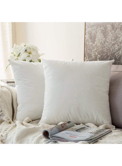 اشتري 5-Piece Velvet Decorative Solid Filled Cushion Set Off White 65x65centimeter في السعودية