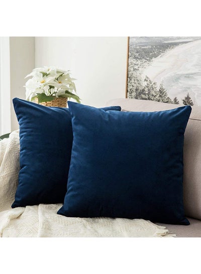 Buy 6-Piece Solid Pattern Decorative Pillow polyester Blue 45x45cm in Saudi Arabia