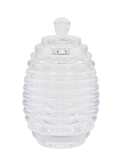 Buy Honey Jar With Spoon Clear 8.5x8.5x15cm in Egypt