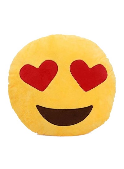 Buy Smiley Emoticon Cushion cotton Yellow/Brown in UAE