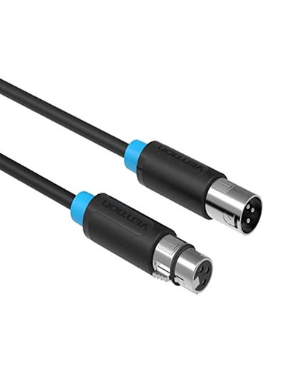 Buy XLR Male To Female Mono Extension Cable Black/Silver in UAE