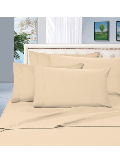 Buy 6-Piece Striped Pattern King Sheet Set Cream in UAE