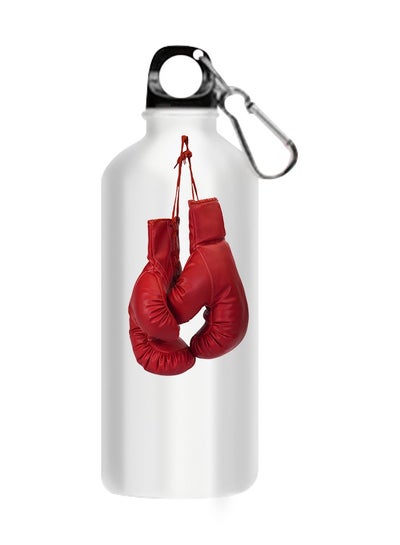 Buy Boxing Gloves Printed Water Bottle White 510ml in Egypt