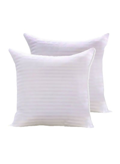 Buy Soft 2Pcs Stripe Hotel Cushion White 45x45centimeter in UAE