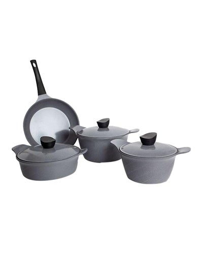 Buy 7-Piece Korean Granite Cookware Set Gray in UAE