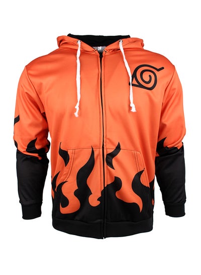 اشتري Naruto 3D Character Casual Long Sleeve Hoodie Orange/Black في السعودية