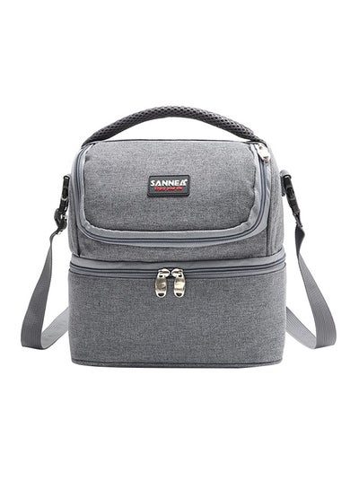 Buy Double-Deck Lunch Bag Grey 22 x 20 x 17centimeter in UAE